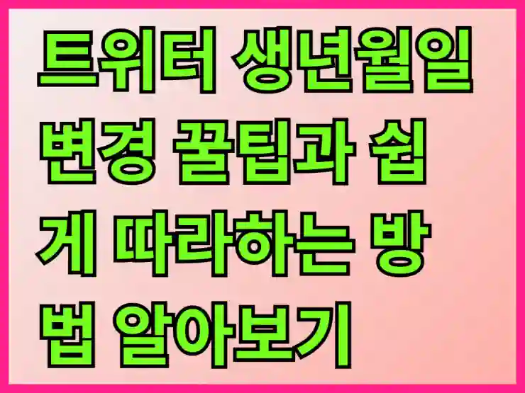 트위터 생년월일 변경 꿀팁과 쉽게 따라하는 방법 알아보기